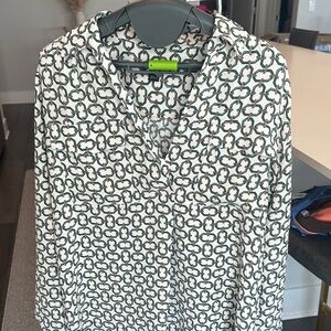 Ann Taylor Black and White Patterned Blouse